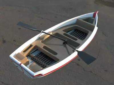 dinghy white Low-poly 3D model