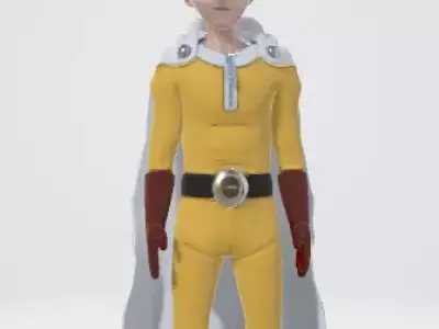Saitama dumb face 3d Model - One Punch Man Low-poly 3D model