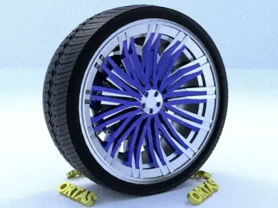 ORTAS CAR RIM 65 GAME READY RIM TIRE AND DISC 3D model