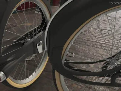 Classic Bike Wheel Set with Light Brown Tires 3D model