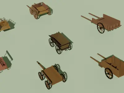 Carts Pack Low-poly 3D model