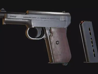 Mauser Model 1914 WW1 Handgun - Game Asset Free low-poly 3D model