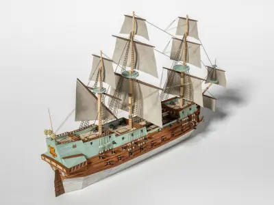 Historical German escort sail ship 3D model