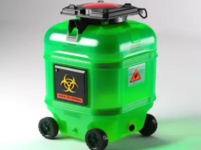 Mobile Biohazard Waste Barrel 3D model
