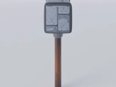 low poly stone hammer Low-poly 3D model