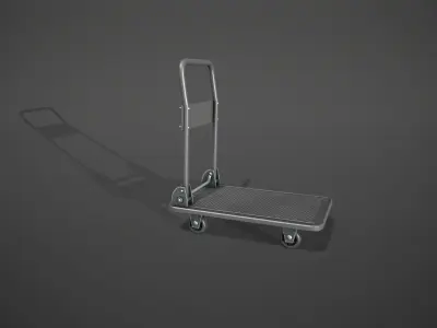 Folding Platform Truck Trolley - Grey Low-poly 3D model