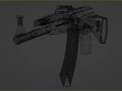 AK-47 Model Mid-Poly Rigged 3D model