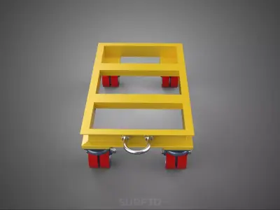 HEAVY DUTY TOW HOOK DOLLY CART HANDLING TROLLEY PALLET PLATFORM 3D model