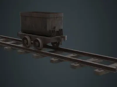 Mining Cart 1B Low-poly 3D model