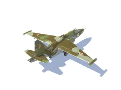 SU-25 Frogfoot Jet Fighter Aircraft Low-poly 3D model