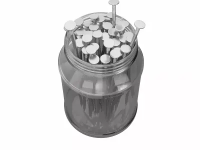 Metal Nails And Jar 3D model