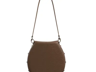 Brown Leather Saddle Bag 3D model