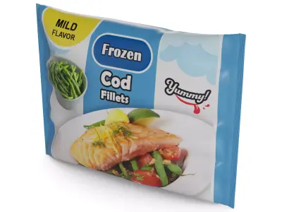 Frozen fish Frozen Cod Fillets 3D model