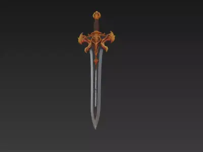 Infernal Guard Fantasy Sword - Low Poly 3D Weapon Low-poly 3D model