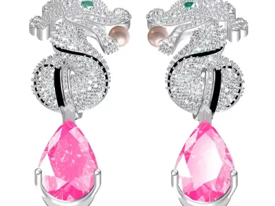 Seahorse Hip Hop Earring 3D print model