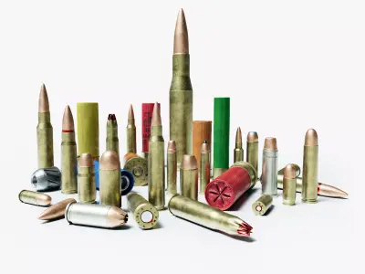 Bullet Collection group of bullets Low-poly 3D model