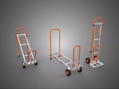 LUGGAGE BAGGAGE SKYCAP PORTER FOLDING CART HAND TRUCK TROLLEY UP 3D model