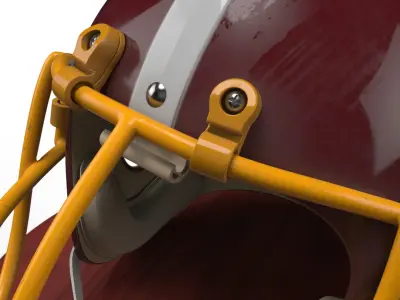 Vintage NY Samurai Helmet on Wood Stand Maroon 3D model