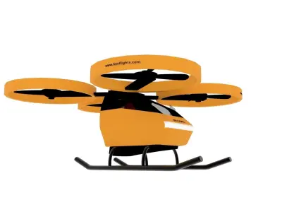3d drone model with two propellers flying in air 3D print model