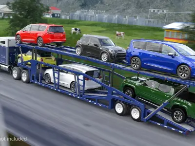 Truck with Car Carrier 3D model