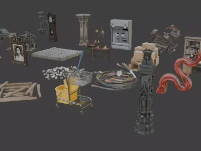 Horror Game Environment Set 5 Low-poly 3D model