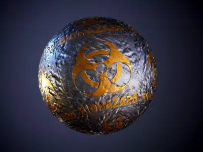 Metal rusty dented biohazard Sign Sci-Fi Seamless PBR Texture Texture