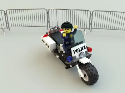 Lego Officer and Police motorcycle Low-poly 3D model