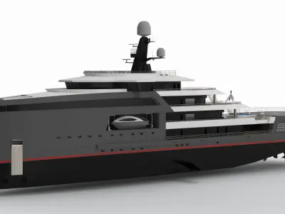 Expedition Superyacht 90m Night Scene 3D model