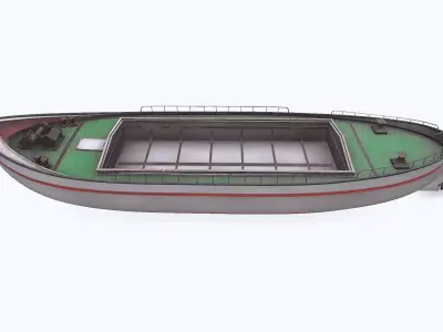 Small River Barge Boat Low-poly PBR Low-poly 3D model