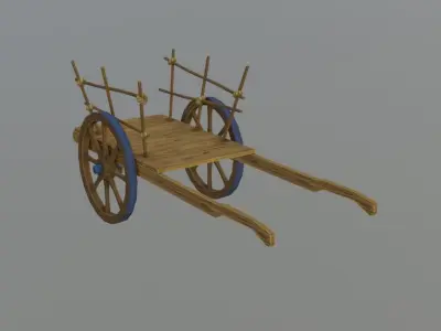 Stylized Low Poly Handpainted Cart pack Low-poly 3D model