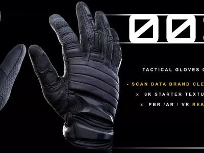 Tactical Gloves 003 Low-poly 3D model