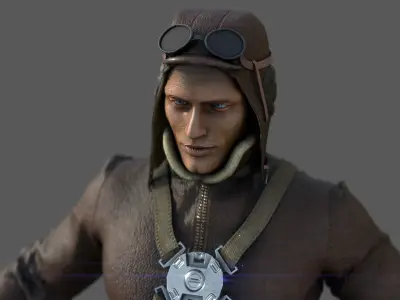 WORLD WAR II PILOT Low-poly 3D model