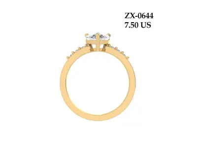 Pear Art Deco Ring 3D print model 6