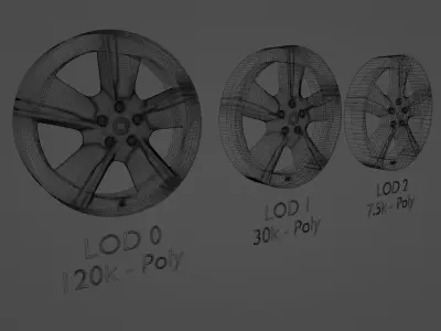 Range Rover 19in Wheels Replica Low-poly 3D model