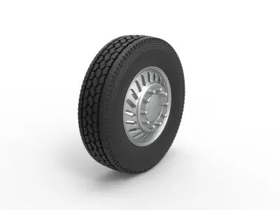 Front custom wheel of semi truck Version 13 Scale 1 to 25 3D print model