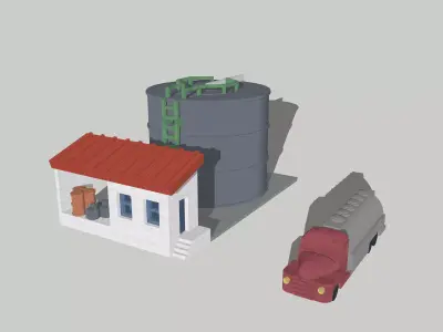 Fuel Tank Set With Truck by Outland Models Low-poly 3D model