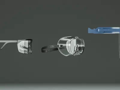 Safety glasses set 3D model Low-poly 3D model