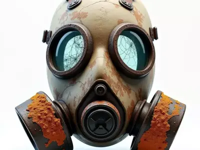 Post Apocalyptic Gas Mask 3D Model Severely Damaged Low-poly 3D model