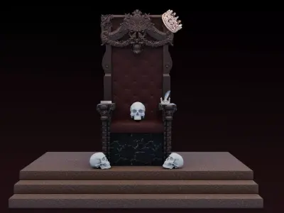 chair throne with skulls 3D model