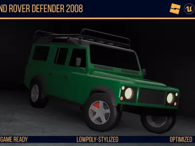 Stylized Land Rover Defender - Game Ready Low-poly 3D model