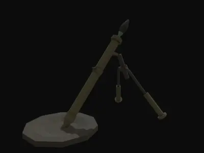 Mortar Low Poly grenade launcher - grenade launcher Low-poly 3D model