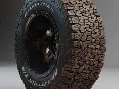 Off Road Tire with Dirt Textures 3D model