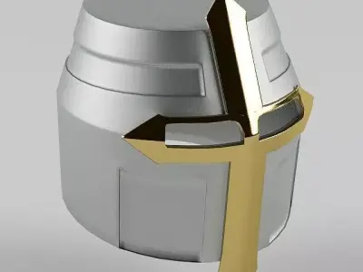 Helmet silver and gold with cross 3D model
