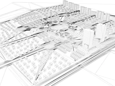 Urban highrise building  ancillary building commercial 3D model