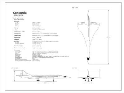 2D Concorde Aircraft 3D model
