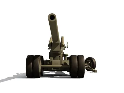 155mm gun M1 Long Tom Low-poly 3D model