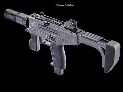 UZI PBR Gun Low-poly 3D model