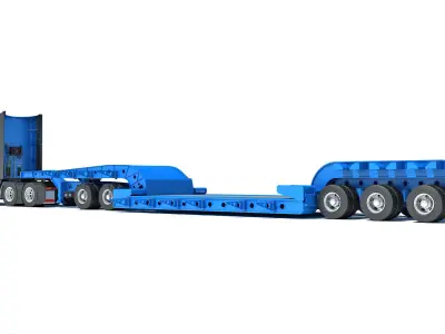 Truck with Lowboy Trailer 3D model purchase