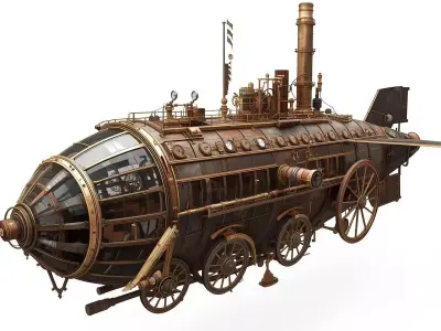 Steampunk Heavy Industrial Tanker 3D Model Low-poly 3D model