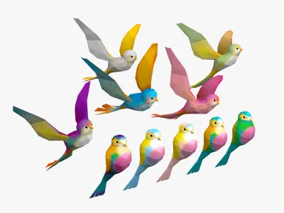 Cartoon Birds -LOW POLY Low-poly 3D model